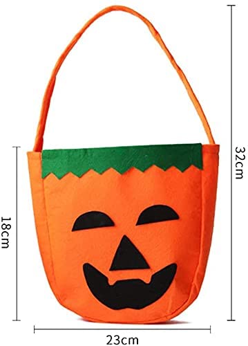 Zuou Bolsa para caramelos, calabaza, dulce o ácido, de fieltro, para niños, para guardar dulces, para fiestas de Halloween (2 unidades)