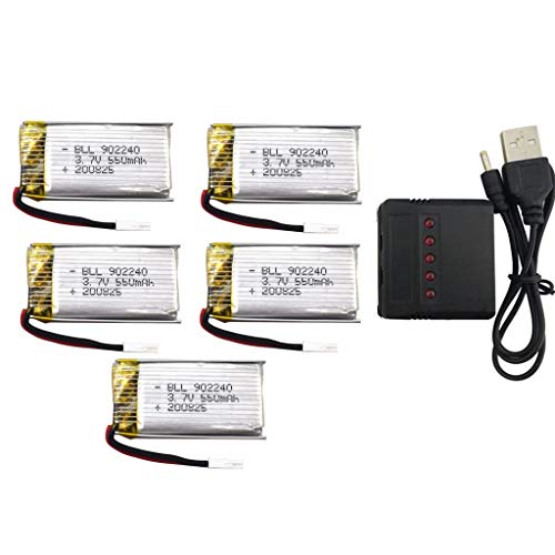 ZYGY 5PCS 3,7V 550mah batería de Litio con Cargador 5 en 1 para SP300 ZF04 Quadcopter con detección de Gestos batería de Drone