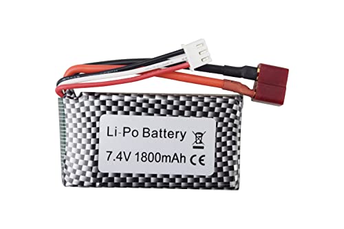 ZYGY 7.4V 1800mah Batería de Litio de Alta Velocidad T Cabeza con Cable de Carga USB de 7.4V para WLTOYS A959-B A969-B A979-B K929-B 144001 RC batería de Repuesto para vehículos Todoterreno