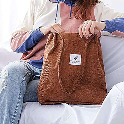 1 bolsa Corduroy para mujer con hombro, de gran capacidad, para ir de compras, para estudiantes, oficina, duradero y práctico, bonito diseño y bi