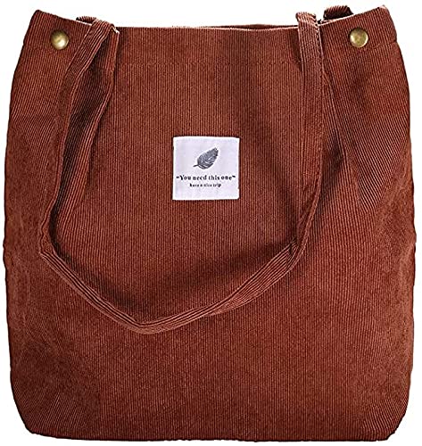 1 bolsa Corduroy para mujer con hombro, de gran capacidad, para ir de compras, para estudiantes, oficina, duradero y práctico, bonito diseño y bi