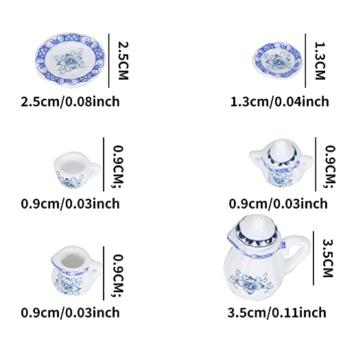 1:12 Accesorio para casa de muñecas, 15pcs Mini taza de té de flores de porcelana Juego de casa de muñecas Decoración Miniatura de muebles de simulación de cocina para niños (Tye 1)