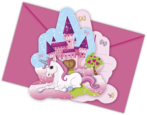 12-piezas Kit de invitación Unicornio para Cumpleaños Niños o Fiesta motos con 6 Tarjetas invitación y 6 Sobres niños cumpleaños fiesta Invitaciones Tarjetas Unicornio Niña Mundo de ensueño Candado