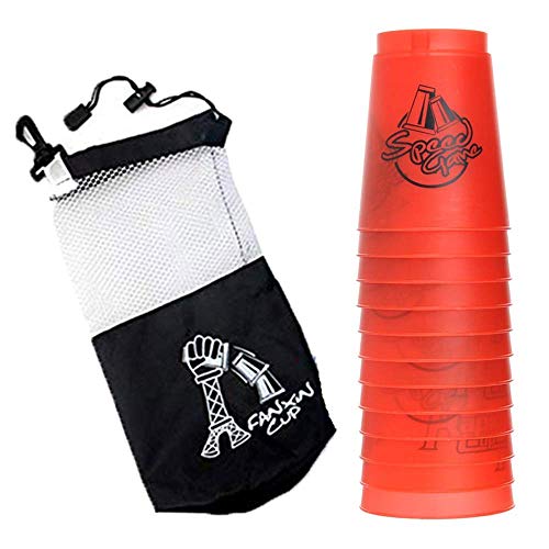 12 vasos apilables, apilado de vasos como deporte, entrenamiento, juego de velocidad, desafío de competencia en fiestas (rojo)