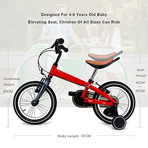 14 Pulgadas Bici Infantiles Bicicleta NiñOs con Ruedas Auxiliares ElevacióN Trasera Basculante CojíN Suave EPA Frenos Dobles Radios Starburst Adecuado para NiñOs Y NiñAs 4 A 6 AñOs