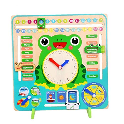 1pc De Madera Juguetes De Aprendizaje De Los Niños Del Reloj Del Reloj Con Calendario Niños Montessori Los Niños De Madera Diario Tiempo Cognición Juguete 7-en-1 Tiempo Vertical Calendario De La