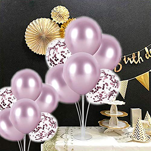 2 Piezas Soporte de mesa transparente, Soporte para Globos Claros Soporte Holder con 16 Globos, para globos de fiesta de cumpleaños y decoración de boda (Rosado)