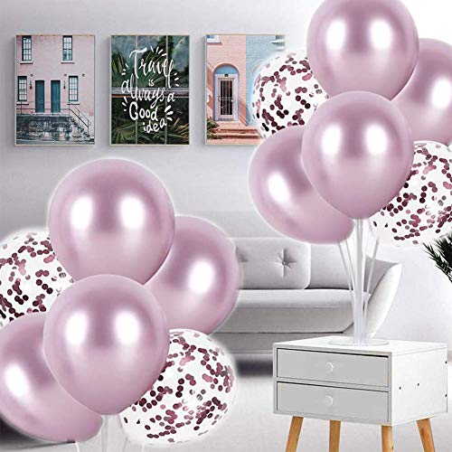 2 Piezas Soporte de mesa transparente, Soporte para Globos Claros Soporte Holder con 16 Globos, para globos de fiesta de cumpleaños y decoración de boda (Rosado)