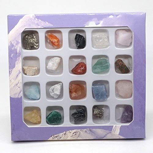 20 Piezas Colección de rocas minerales Naturales Especímenes de Minerales Colección Geología Educación Cristales