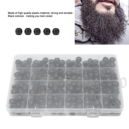 240 Cuentas Negras de Gran Agujero, Cuentas de Barba Negra, Cuentas de Plástico para Rastas, Cuentas de Trenzas para Decorar Tu Cabello o Barba en Bodas Y Juegos de Rol