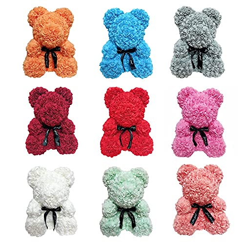 25 cm lindo EDUCACIÓN FÍSICA Flor de rosa osos de peluche Osos de espuma de boda de rosa Decoraciones for el hogar Cumpleaños Valentines's D regalo amor oso muñecas