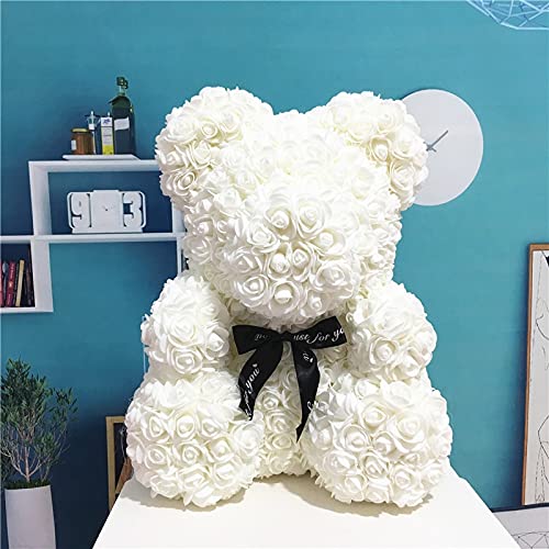 25 cm lindo EDUCACIÓN FÍSICA Flor de rosa osos de peluche Osos de espuma de boda de rosa Decoraciones for el hogar Cumpleaños Valentines's D regalo amor oso muñecas