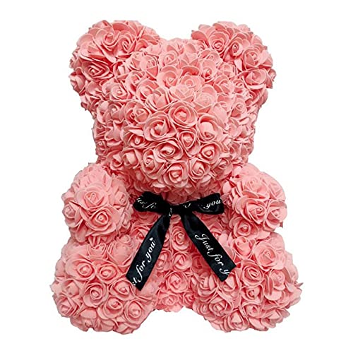 25 cm lindo EDUCACIÓN FÍSICA Flor de rosa osos de peluche Osos de espuma de boda de rosa Decoraciones for el hogar Cumpleaños Valentines's D regalo amor oso muñecas