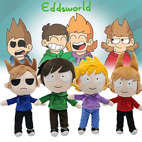 4 Piezas de 13 Pulgadas Eddsworld Plush Dolls, Personaje de Dibujos Animados EDD / Matt / Tom / Tort Plushes, Bonitos muñecos de Peluche Regalo de cumpleaños para niño niña (4pac Eddsworld Plushes)