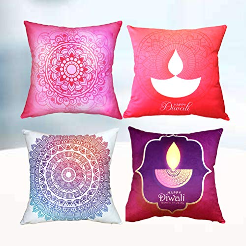 4 piezas funda de almohada Mandala Diwali Funda de cojín cuadrada de moda para sofá, coche, sala de estar, dormitorio