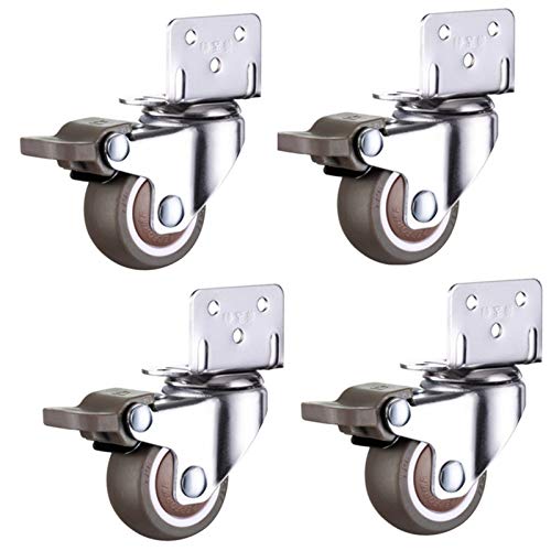 4 Unids 1.5 "Caster De Muebles, L Muebles De Inserción Ruedas De Goma Suave Caster, Rueda De Rodillo De Plata Para Cama De Cuna De Bebé Accesorio Para El Hogar ( Color : With brake , Size : 1.5 Inch )