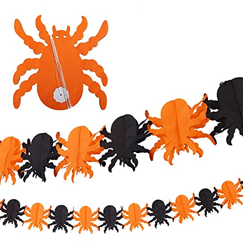 5 Piezas Banners Decoraciones de Halloween,Calavera Halloween de Papel Banner,Guirnalda de Papel Decoración Calabazas Murciélagos,Halloween para Fiesta Indoor Outdoor Decoración.