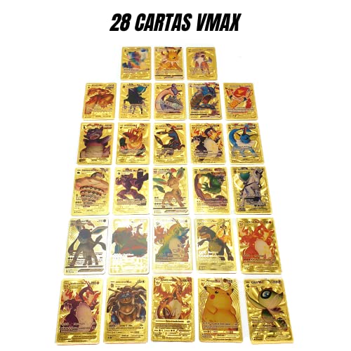 55 Cartas Pokémon Dorada PVC. Edición Coleccionista Tarjeta Oro Vmax, GX, Basic, V - Golden Card (c5323)