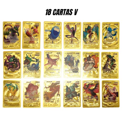 55 Cartas Pokémon Dorada PVC. Edición Coleccionista Tarjeta Oro Vmax, GX, Basic, V - Golden Card (c5323)