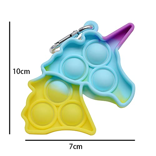 6 Pcs Mini Pop Fidget Simple Dimple Toy,Mini Push Pop Fidget Toy Llavero,Mini Rainbow Tie dye Bubble Wrap Sensory Silicone Toy, Autism Needs Stress Reliever Tactile Logic Game for Kids