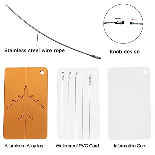 6 Piezas Etiquetas De Equipaje De Aluminio, etiqueta de anillo dividido para bolsa de equipaje, para Viajes Viajes de Negocios Avión Equipaje Bolso Maleta Bolsa Etiquetas de Identificación