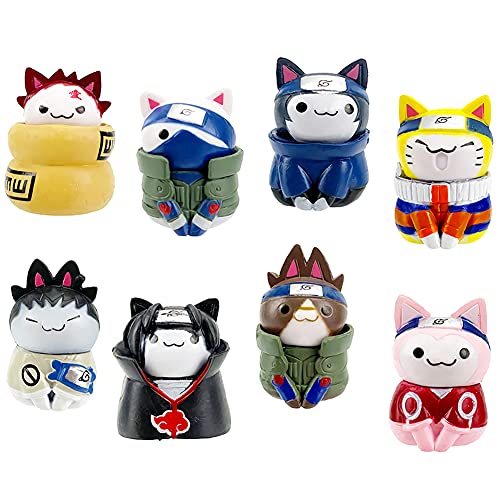 8 PCS Ninja Mini Figuras, Gato Ninja Cake Topper Cake Decoración Mini Juguetes Baby Shower Fiesta de Cumpleaños Pastel Decoración Suministros