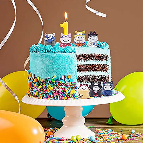 8 PCS Ninja Mini Figuras, Gato Ninja Cake Topper Cake Decoración Mini Juguetes Baby Shower Fiesta de Cumpleaños Pastel Decoración Suministros