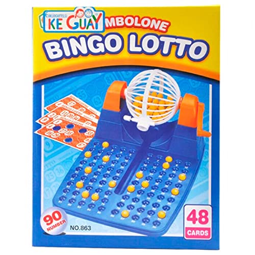 Acan Juego de Bingo Manual con 48 cartones y 90 Bolas, Incluye fichas de Juego, Juego de Mesa Tradicional, Familiar, mínimo 2 Jugadores, 30 x 23 x 14 cm, Modelo Aleatorio