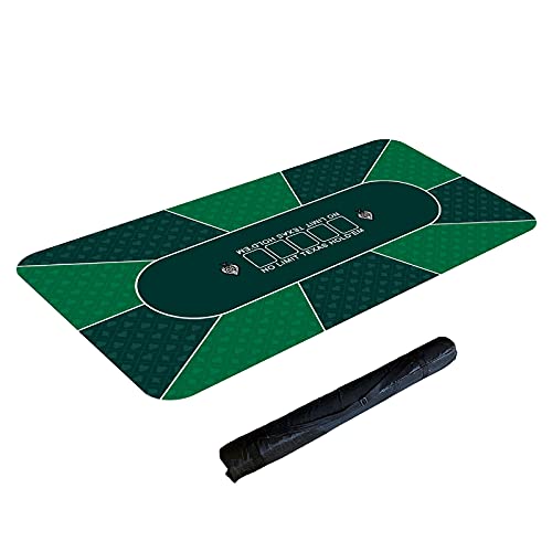 Alfombrilla de Póker Texas Hold'em | Tablero de Mesa de Póker Portátil, Rojo y Verde, 120x60cm / 180x90cm, Repelente Al Agua, Reducción de Ruido y Bolsa de Transporte para Juegos en Todas Partes