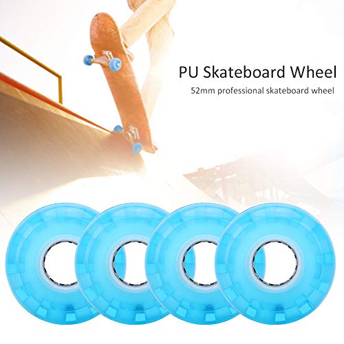 Alomejor Durable PU Longboard Ruedas de monopatín 52 mm Ruedas de monopatín 4 Piezas/Juego Antideslizante Profesional Sin Ruido(Azul)