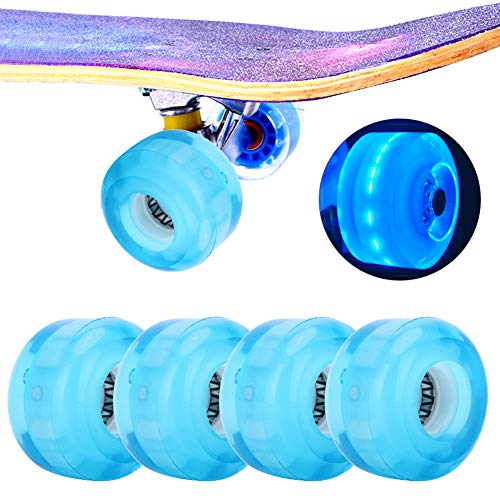 Alomejor Durable PU Longboard Ruedas de monopatín 52 mm Ruedas de monopatín 4 Piezas/Juego Antideslizante Profesional Sin Ruido(Azul)