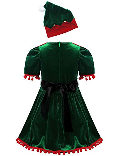 Alvivi Disfraz de Elfo Niña Vestido Princesa con Gorro Disfraz de Duende Navidad Halloween Cosplay Disfraz Bailarina de Ballet Tutú Verde 2-3 años