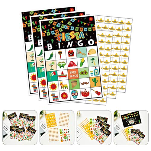 Amosfun 1 Conjunto de Juego de Bingo de Dibujos Animados Bingo Juego de Tarjeta de Reconocimiento de Aprendizaje de Bingo Juego de Papel de los Niños de Preescolar Juguete Educativo Antiguo (Negro)