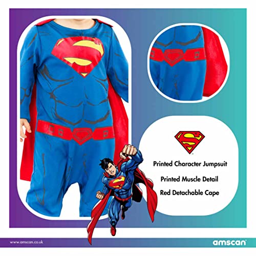 amscan 9906714 Warner Bros - Disfraz de Superman (18-24 meses), unisex, color azul