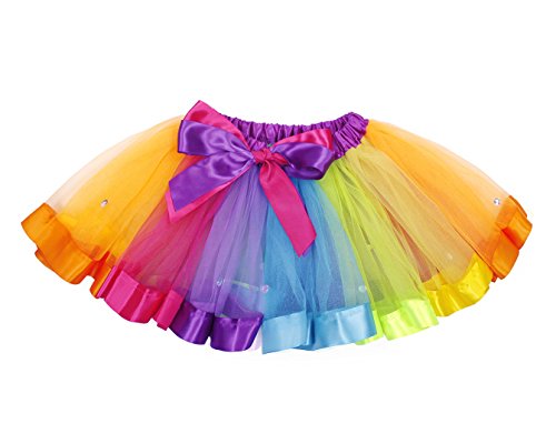 AmzBarley Disfraz de Unicornio para niña Falda de tutú arcoíris con Pinza de Pelo Arcoiris y aro de Pelo Unicornio para espectáculos de Baile de Fiesta (L, Multicolor 2)