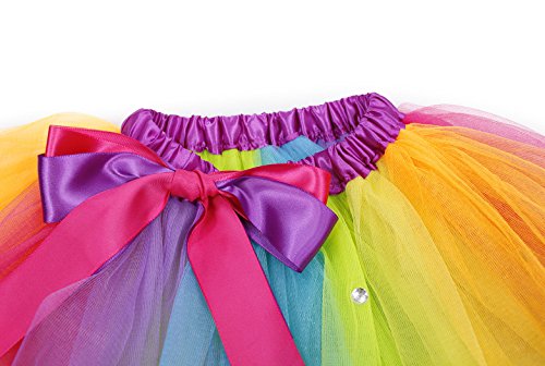 AmzBarley Disfraz de Unicornio para niña Falda de tutú arcoíris con Pinza de Pelo Arcoiris y aro de Pelo Unicornio para espectáculos de Baile de Fiesta (L, Multicolor 2)