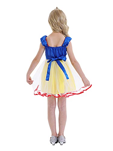 AmzBarley Disfraz Vestido Princesa Blancanieves Niña Tutu Ceremonia,Traje Niña,Disfraz Infantil Fiesta Carnaval Cosplay Halloween con Accesorios, 3-4 Años