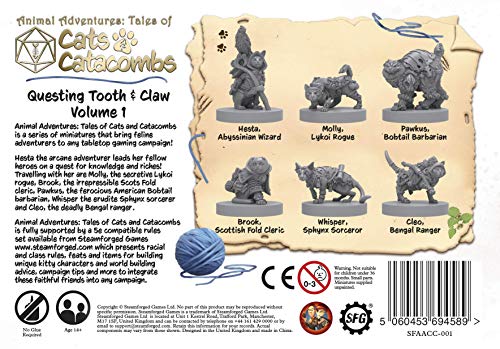 Animal- Miniature Adventures: Cats & Catacombs: Questing Tooth & Claw Volume 1 Gatos y Catacombs: Volumen 1, Color Gris, 0 (Steamforged Games SFAACC-001)