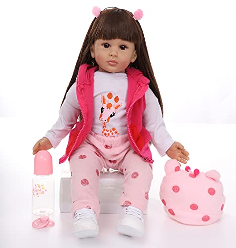 antboat 24 Pulgadas 60 cm Muñecas Reborn Bebé Niña Silicona Blanda Vinilo Hecho a Mano Juguetes para Recién Nacidos Bebe Reborn Dolls