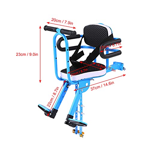 Asiento bicicleta seguridad niños, asiento bicicleta bebé montado frontal barandilla acolchada gruesa, silla bicicleta frente bicicleta montaña para niños 2 a 5 años (hasta 48 libras) fácil instalar,C