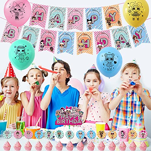 Babioms Globo Muñeca Sorpresa,Globo de Adorno de Torta de Feliz Cumpleaños Banner for Children Birthday Doll Globos Decoraciones para Suministros de Fiesta Infantil, Cumpleaños Decoracion