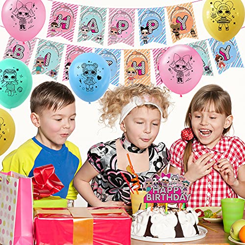 Babioms Globo Muñeca Sorpresa,Globo de Adorno de Torta de Feliz Cumpleaños Banner for Children Birthday Doll Globos Decoraciones para Suministros de Fiesta Infantil, Cumpleaños Decoracion