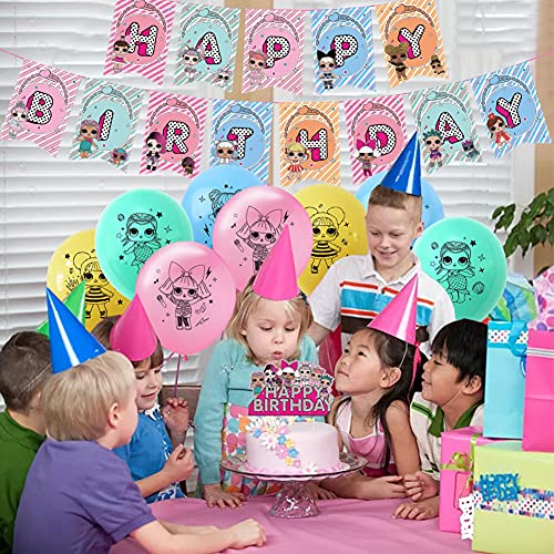 Babioms Globo Muñeca Sorpresa,Globo de Adorno de Torta de Feliz Cumpleaños Banner for Children Birthday Doll Globos Decoraciones para Suministros de Fiesta Infantil, Cumpleaños Decoracion