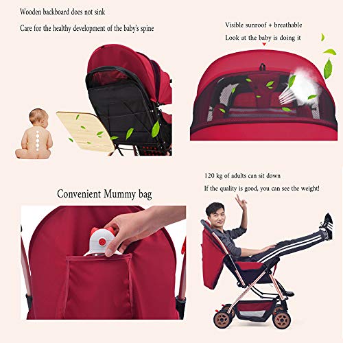 Baby trolley Cochecito Ligero, Cochecito Paraguas con Sistema de Seguridad de 5 Puntos y Asiento reclinable de múltiples Posiciones, Mochila Plegable y Plegable, Canasta Grande para almacenaje, toldo