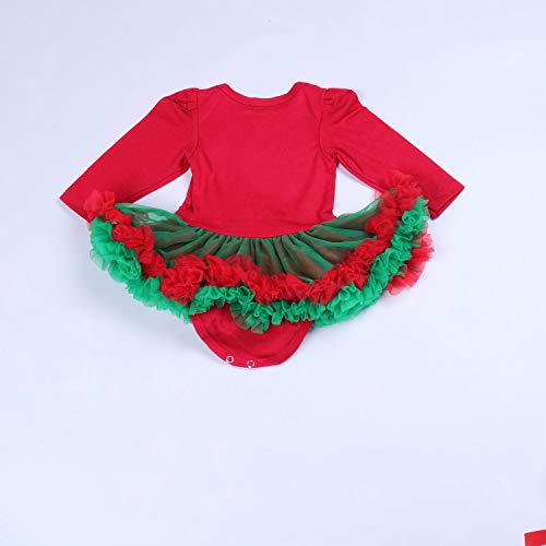 BabyPreg Bebe niña Mi Primera Navidad Vestido de Fiesta de Disfraces de Santa 4PCS (6-9 Meses, Arbol de Navidad Largo)