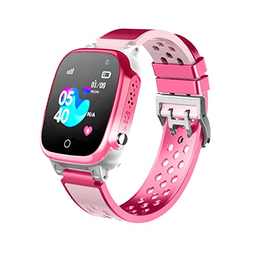 BAIDEFENG 1.44 Pulgadas Kids Smart Game Watch, IP67 Smartwatch Impermeable con 7 Rompecabezas Cámara GPS conversación de Voz de Dos vías para 3-12 años Estudiantes Niños Niños Regalo,Rosado