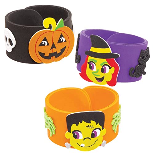 Baker Ross AW902 - Kit de pulseras de Halloween para manualidades y manualidades infantiles para disfrazarse para trucos o tratamientos, fiestas, regalos y más (paquete de 4), varios colores