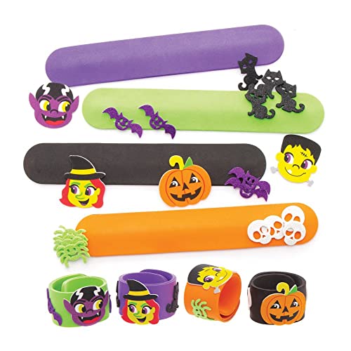 Baker Ross AW902 - Kit de pulseras de Halloween para manualidades y manualidades infantiles para disfrazarse para trucos o tratamientos, fiestas, regalos y más (paquete de 4), varios colores