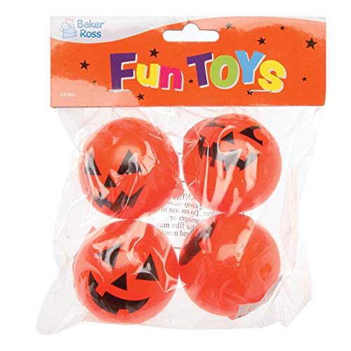 Baker Ross AX363 Pelotas Hinchables Calabaza Luminosa - Paquete De 4, Regalos De Fiesta De Halloween Para Niños Y Juguetes Al Aire Libre