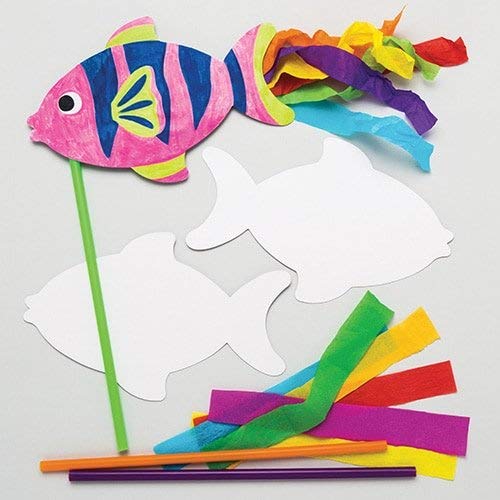 Baker Ross- Kits de varitas mágicas de Peces para niños (Pack de 6) -Bolsas Sorpresa de Fiestas Infantiles veraniegas